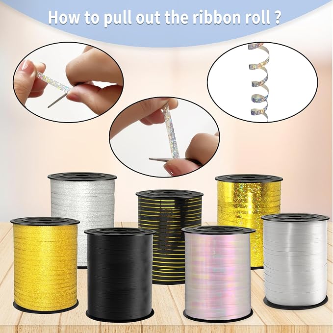 Silver Curling Ribbon, 500 Yard Silver 1/5" Curling - Image 4