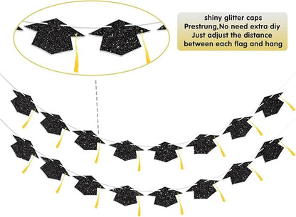Graduation Decorations Class of 2026 Black Graduation Cap Banner - Image 3