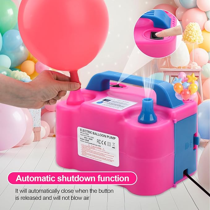 Balloon Pump Electric, 110V 600W Balloon Blower Inflator Dual Nozzle Air Pump - Image 2