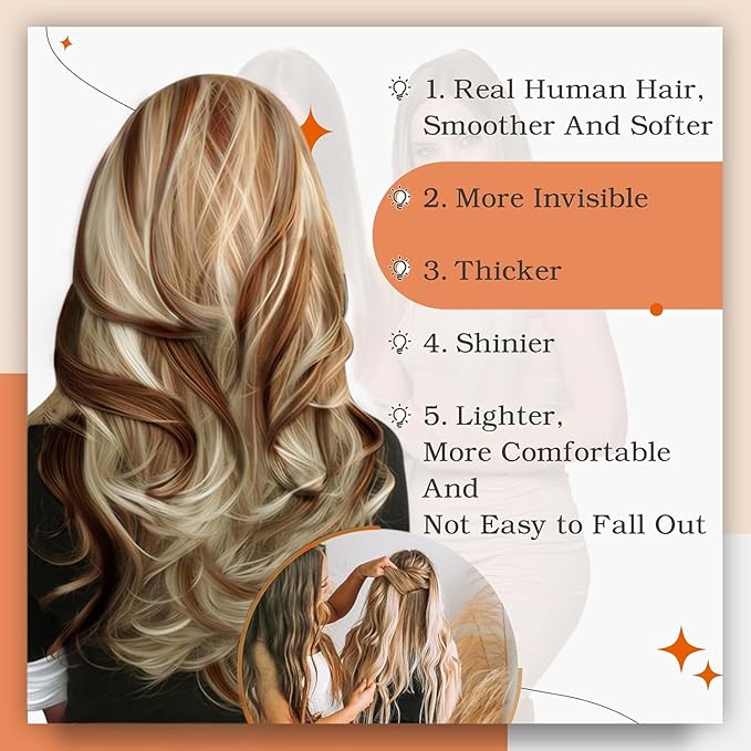 Full Shine Tape in Extensions Color 330 Copper Brown Highlighted 800 Blonde 12Inch Short Double Sided Tape in Hair Extensions Human Hair 30Gram Remy Straight Skin Weft 20Pcs for Women