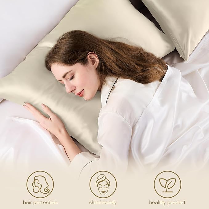 ZIMASILK 100% Pure Mulberry Silk Pillowcase for Hair and Skin Health,Soft and Smooth,Both Sides Premium Grade 6A Silk,600 Thread Count,with Hidden Zipper,1pc (King 20''x36'',Beige)