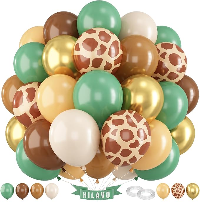 Green Brown Balloons 60 Pcs Jungle Safari Sage Green Brown Gold Cream Balloons by HILAVO