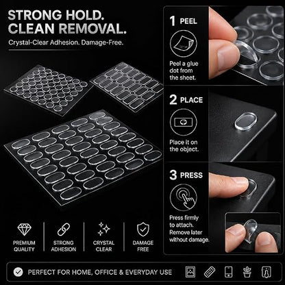 309 Pcs Clear Glue Dots Removable Sticky Tack 3 Sizes | Double Sided Waterproof - Image 6