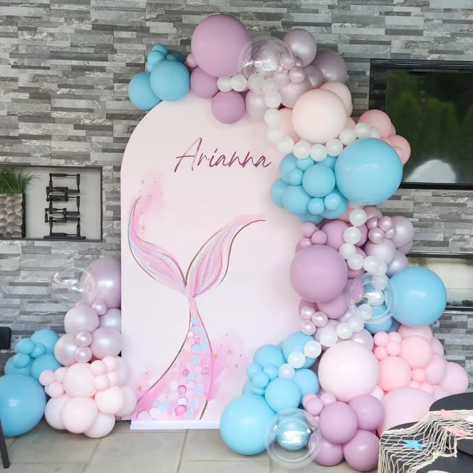 Double Pearl Purple Stuffed Balloons Different Size 115Pcs 5/10/12/18" Light - Image 5