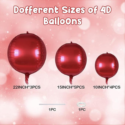 HILAVO 12PCS Red Round Foil Balloons - Image 3