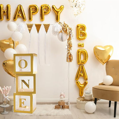 Qeeenar 3 Pcs One Balloon Box Decorations First Birthday Decorations - Image 6