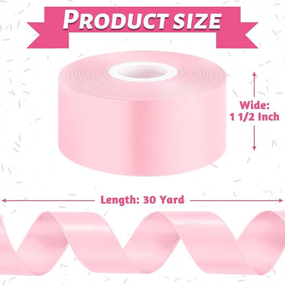 1 1/2In 30Yards Pink Satin Ribbon - Image 2