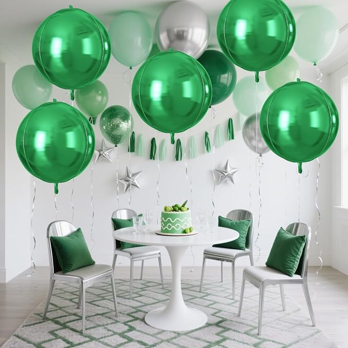 Green Round Foil Balloons 9 pcs - Image 5