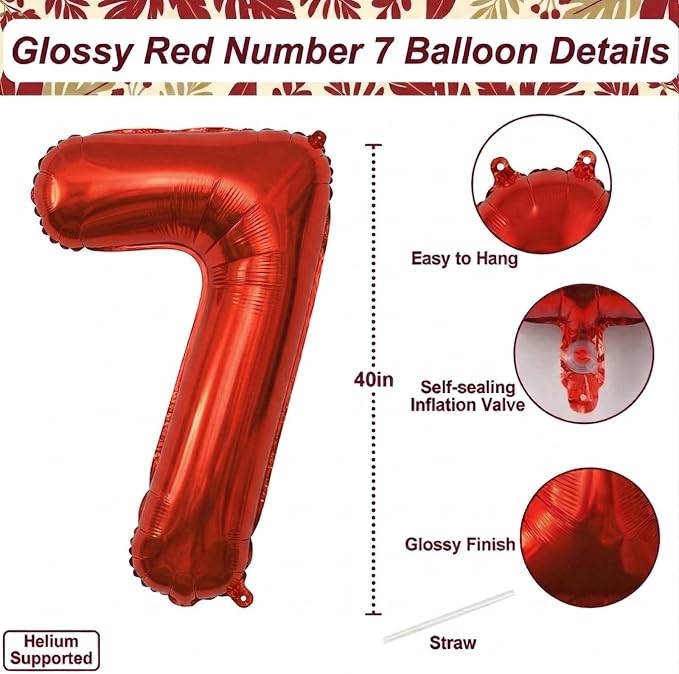 Red Number 17 Balloon 40 Inch, Foil Numeral - Image 4
