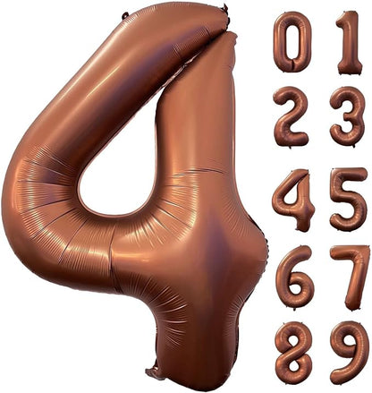 40 Inch Coffee Brown Number 4 Balloon Large Size Jumbo Digit Mylar Foil Retro by Lovoir