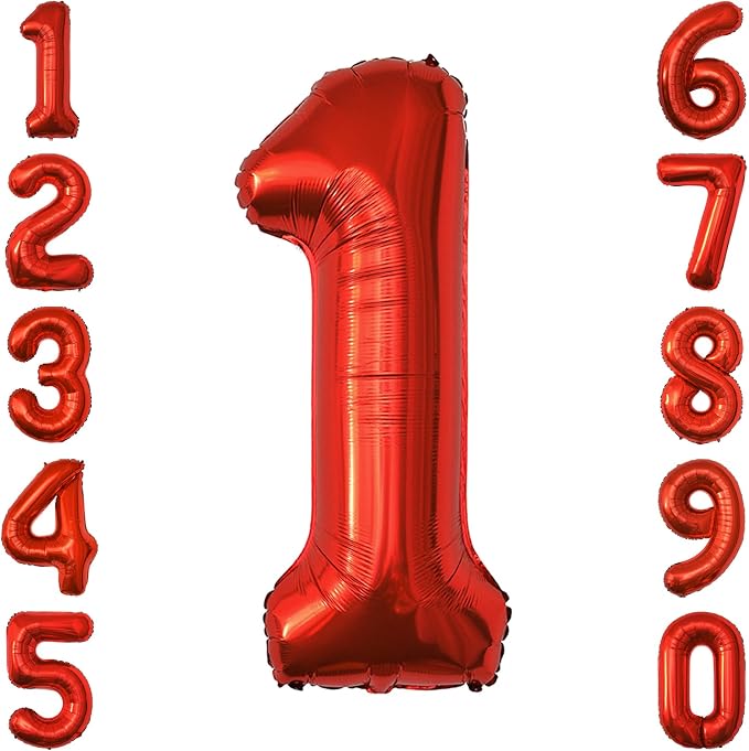 Red Number 1 Balloon 40 Inch, Foil Numeral by Unknown