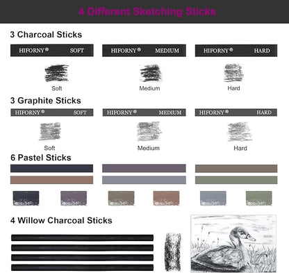 HIFORNY 100 PCS Drawing Set Sketching Kit, Sketch Pencils Art Supplies - Image 4