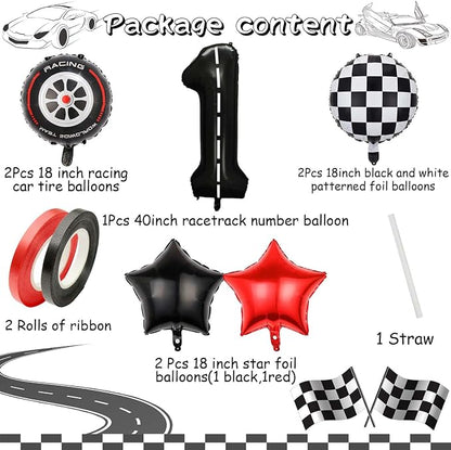 Race Car Balloons, 40 Inch Racetrack Number 1 Balloons, Big Number Balloons - Image 7