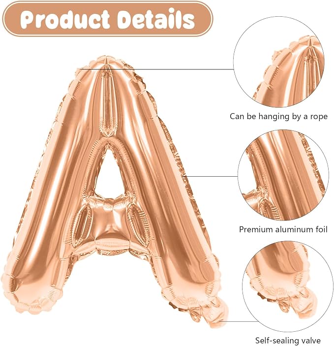 29PC Rose Gold Happy Birthday Balloon Banner, 16 Inch 3D Aluminum Letter Banner - Image 3