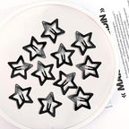 30 Pcs Metal Star Hair Clips 2000s Y2K Snap Barrettes 1.25 In Non Slip Star Hair Accessories for Women,Matte Black