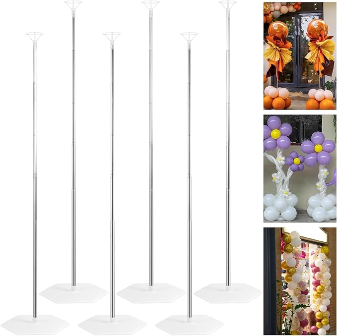 Balloon Column Stand Set of 6, 6.8ft Height Adjustable Balloon Tower Pillar by Sibosen
