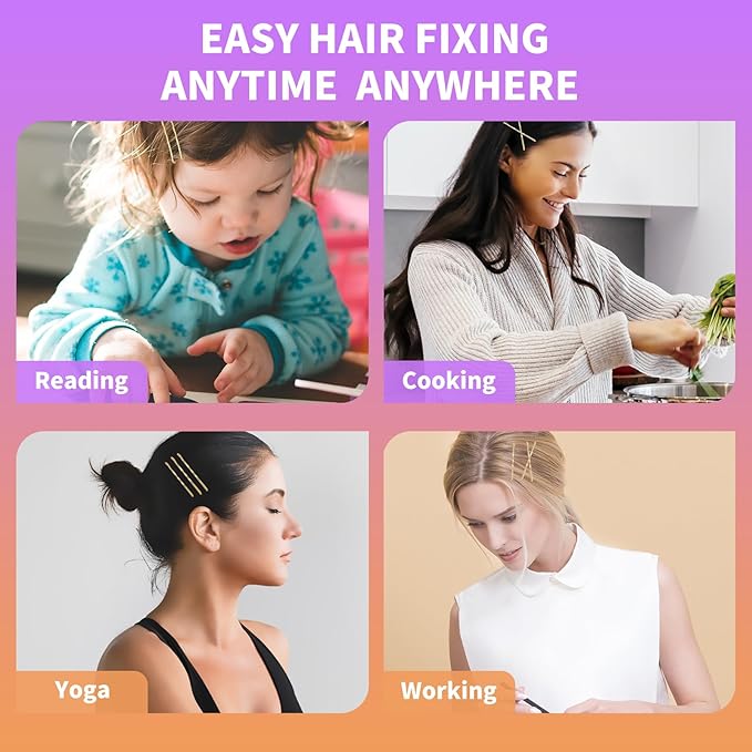 400 Ct SlideProof Bobby Pins, Metallic Blonde, High Gloss Bobby Hair Pins for Styling, Lock In Style, Comfortable, Pain-Free Hair Accessories for Women & Men, All Hair Types