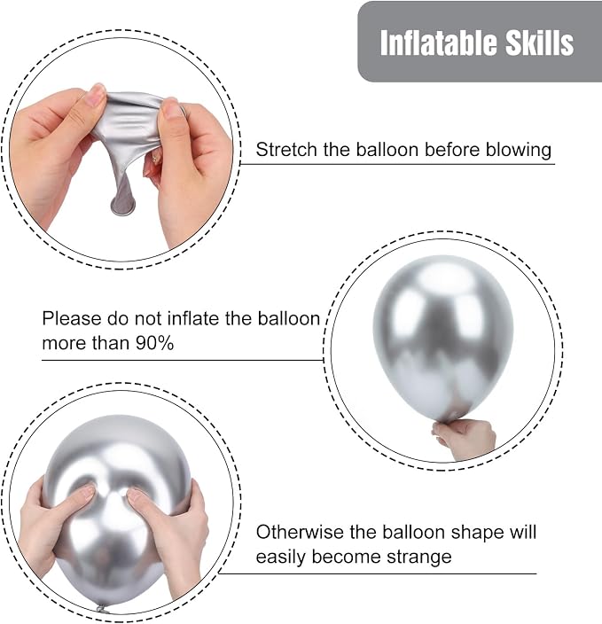 RUBFAC Silver Balloons 65pcs, Metallic Party Balloon 12 Inch - Image 4