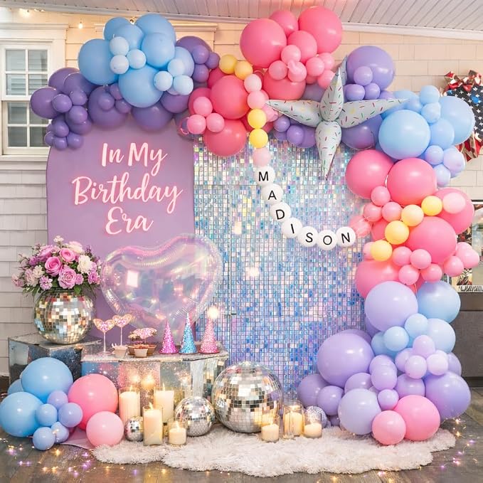 Pastel In My Birthday Era Balloon Arch Garland Kit Pink Blue Purple Balloons - Image 2