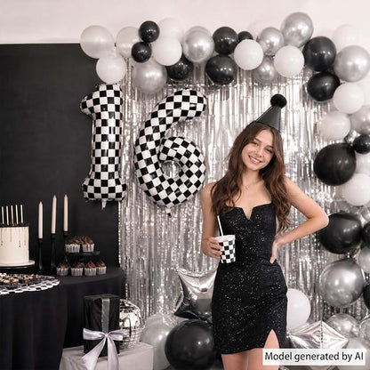 40 Inch Checkered Number 16 Balloon, Foil Balloon - Image 5