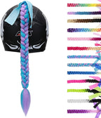 SEGO 1PCS/2PCS Helmet Pigtail Braids with Detachable Suction Cup Bowknot Ponytail Hair Many Colors (Helmet not Included)