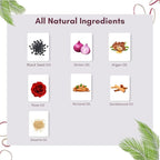 Hair Treatment Oil with Red Onion, Oil blends of Black Seed, Pure Argan, Sandalwood & Rose - 200 Ml/6.7 fl oz
