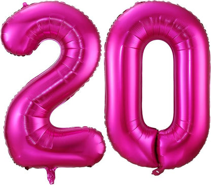 Hot Pink 20 Balloon Numbers, 40 Inch 20 Birthday Balloon Foil Mylar Number 20 by BBPOOL