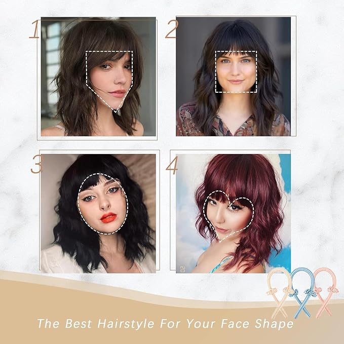 Nnzes Ombre Red Wig with Bangs for Women Bob Wavy Synthetic Wigs with Natural Shoulder Length Curly Heat Resistant Hair for Daily Party Use