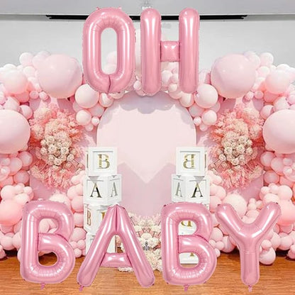 40 Inch Pastel Pink OH BABY Balloon - Image 6