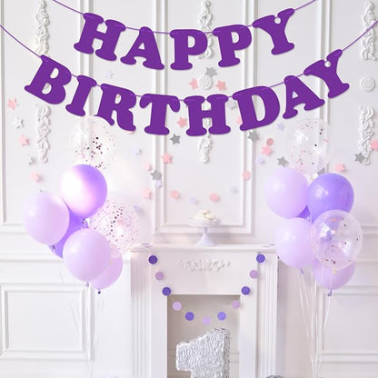Purple Happy Birthday Banner Sign Birthday Backdrop Party Supplies - Image 4