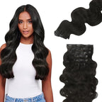 Lashey Body Wave 110g 7pcs Clip in Hair Extensions 22 Inch Seamless Clip in Hair Extensions Human Hair with Invisi Edge