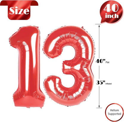 Red Number 13 Balloon 40 Inch - Image 5