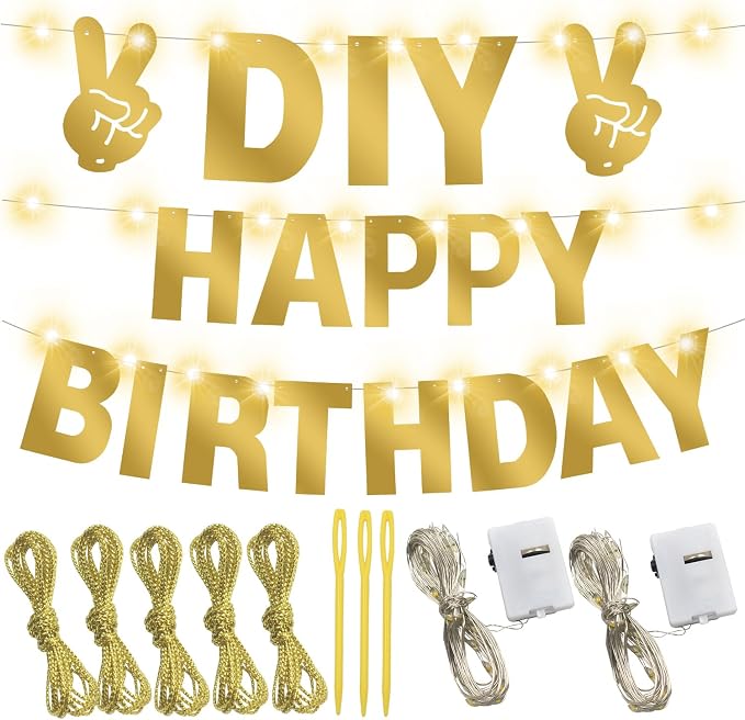 167Pcs DIY Glitter Customizable Banner Kit Custom Banner Happy Birthday Letter - Image 2