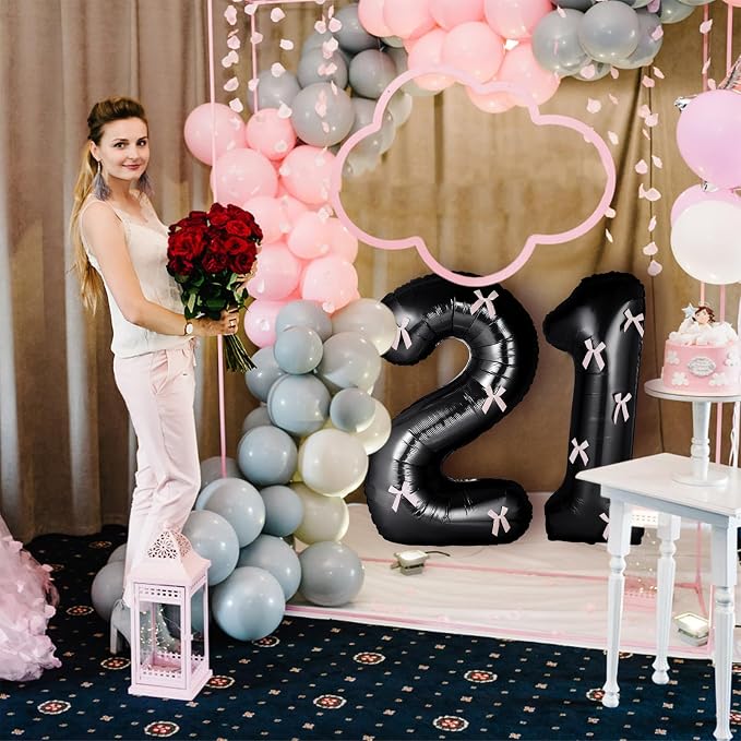 40 Inch Number Balloons with Bow Coquette Birthday Decorations Giant Number 1 - Image 4