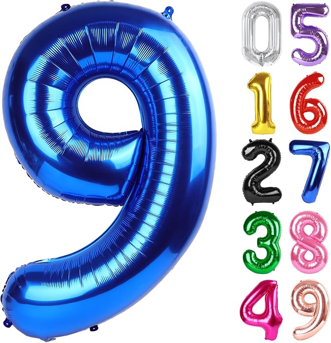 Navy Blue Number 9 Balloon 40 Inch, 9th Birthday Decorations Men Women | Foil by IWERP