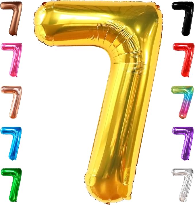 KatchOn Gold Number 7 Balloon 40 Inch, 7th Birthday Balloon | 7th Birthday by KatchOn