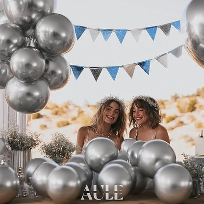 AULE 50Pcs Metallic 12 Inch Silver Chrome Helium Shiny Balloon | Chrome Helium - Image 3
