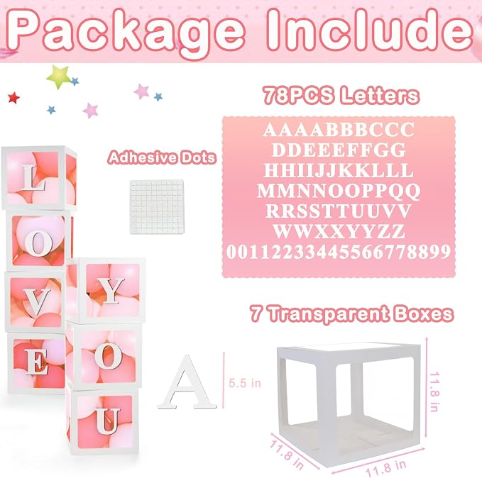 7PCS White Transparent Balloon Boxes, Baby Boxes - Image 4