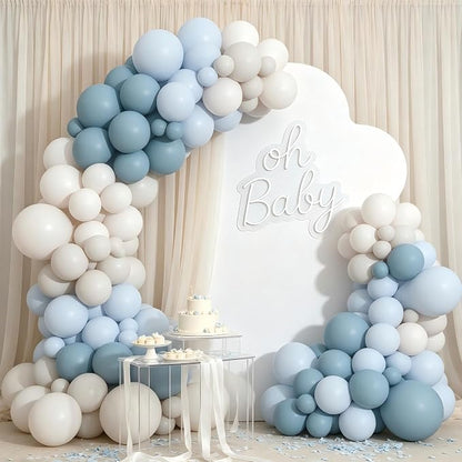 Dusty Blue Sand White Balloon Garland Arch Kit | Light Blue White Balloons - Image 7