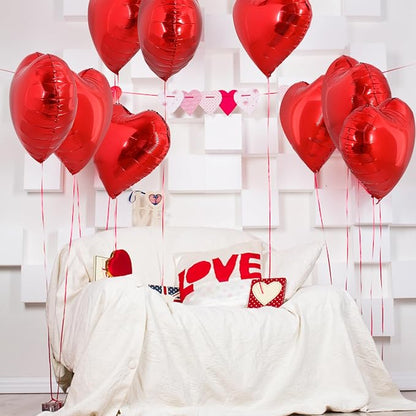 TONIFUL 30 Pcs Red Heart Balloons 18 Inch Heart Shape Foil Mylar Balloons | - Image 5