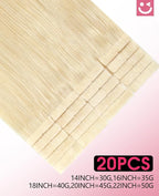 Youngsmile Injection Tape in Hair Extensions Human Hair #60 Platinum Blonde 20pcs 30g 14 Inch Injected Tape in Hair Extensions Real Human Hair Tape ins (#60,14'')