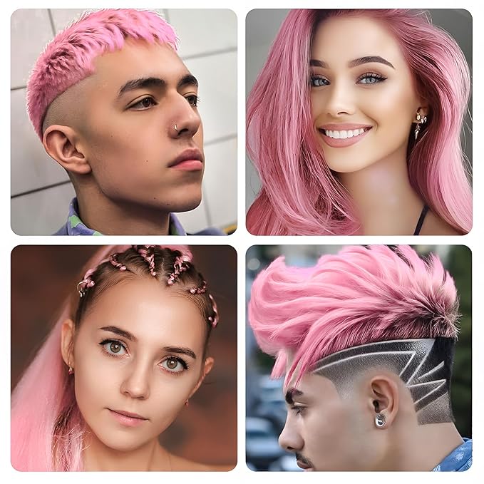VOLLUCK Temporary Hair Wax Natural Instant Hair Color Wax Pomades 4.23 oz, Dosposable Hair Styling Clay for Party, Festival, Halloween, Christmas, Light Pink