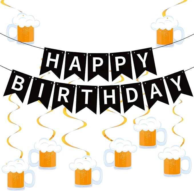 Beer Birthday Banner for Beer Party and Birthday Wedding Party Supplies by OSAMUHA