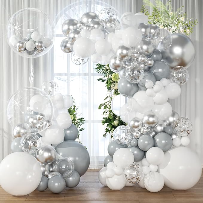 KARLURE White Silver Balloon Arch Kit Garland by KARLURE