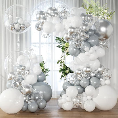 KARLURE White Silver Balloon Arch Kit Garland by KARLURE