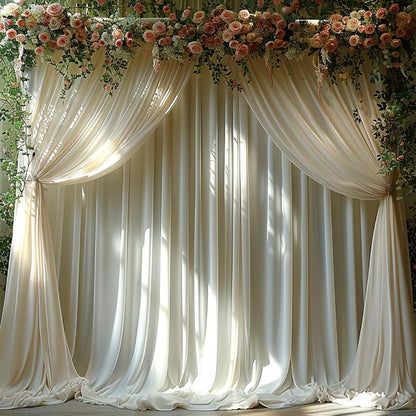 20x10ft Wrinkle Free Ivory Backdrop Curtain - Image 8