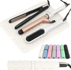 AMIJEAL Oversize Silicone Heat Resistant Mat for Hair Tools, Curling Iron Mat, Hot Tools Holder, Portable Flat Iron Hair Straightener Pad Cover for Travel Vanity Salon(14.2" x 11.0")
