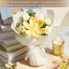 Birthday Gifts for Women Self Care Package Get Well Soon Gift Baskets, Thinking of You Sympathy Spa Gift Set w/ Crochet Flower Bouquet, Unique Christmas Gifts for Women Mom Her Best Friend Sister Wife