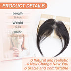 Benehair Clip on Bangs for Women Human Hair, Fake Bangs Clip Human hair, Middle Part Bangs Clip in Hair Extensions Hair Pieces with Temples for Daily Wear (Black)