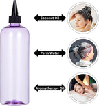 driew Applicator Bottles for Hair, 16.9oz Hair Squeeze Bottle for liquids Twist-On Top Tip Cap with Ratio Graduated Scale Color Applicator Bottle Dye Pack of 2 (16.9oz Clear Purple)
